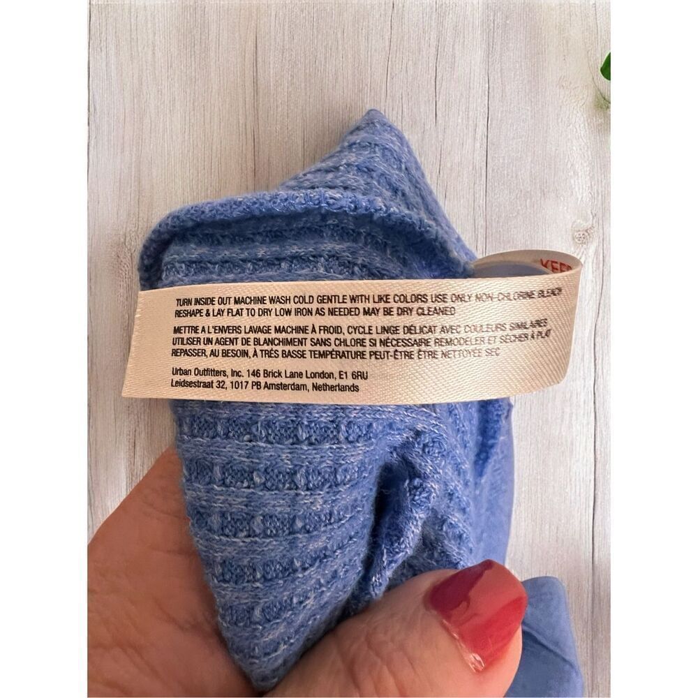 Daily Practice Anthropologie New York Garden Club Blue Waffle V Back L - Picture 8 of 10